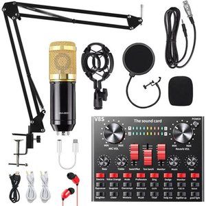 Podcast Equipment Bundle, BM800 Condenser Microphone Bundle with Live Sound Card